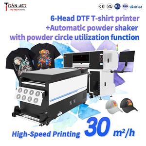 6-Head DTF T-shirt printer+Automatic powder shaker